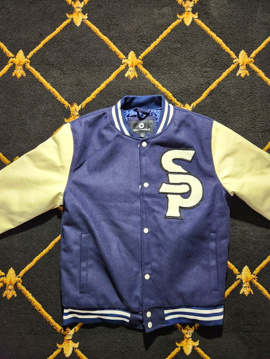 Southpole Other - Southpole Men’s Varsity Jacket M Blue White Snap Front Logo Patch Lined
